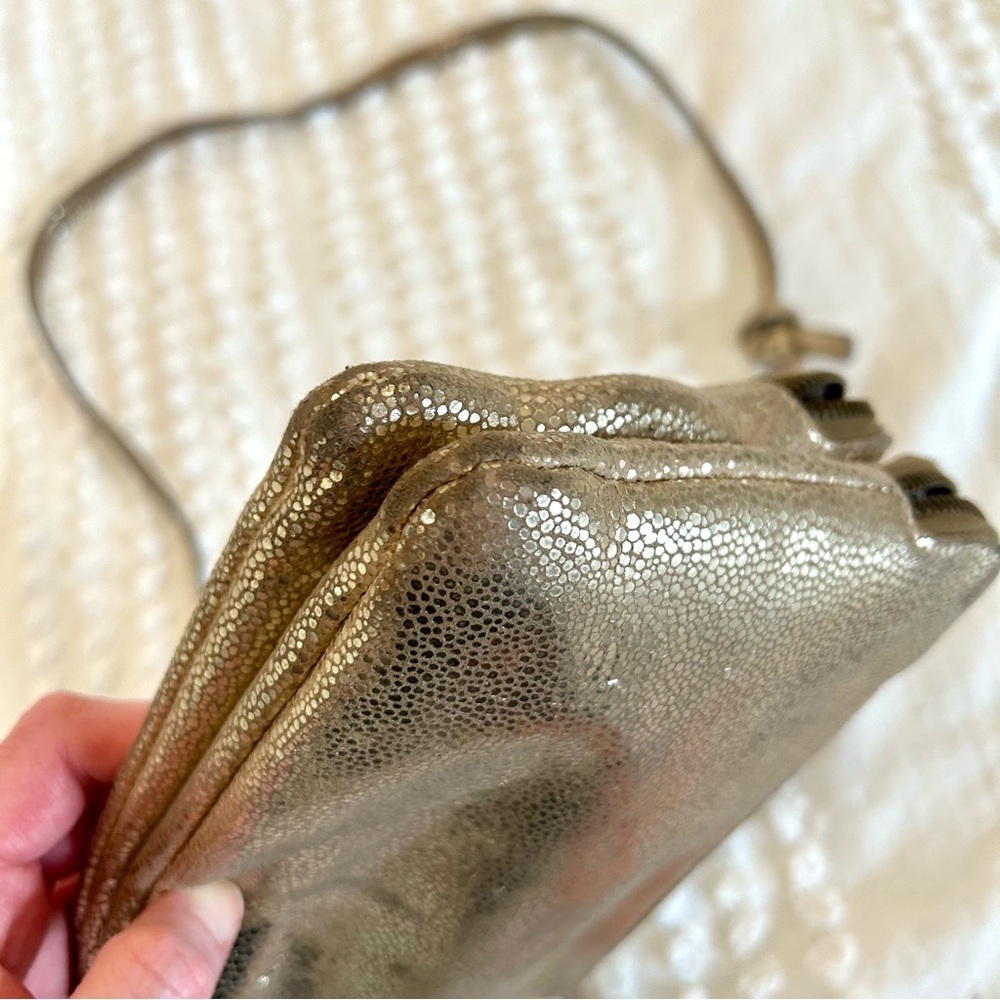 Eileen Fisher Gold Metallic Leather Crossbody Bag - Picture 11 of 12